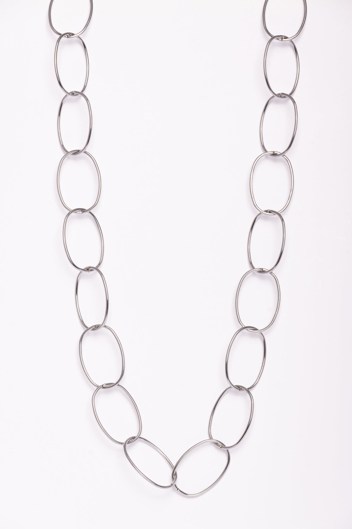 Silver Large Oval Necklace