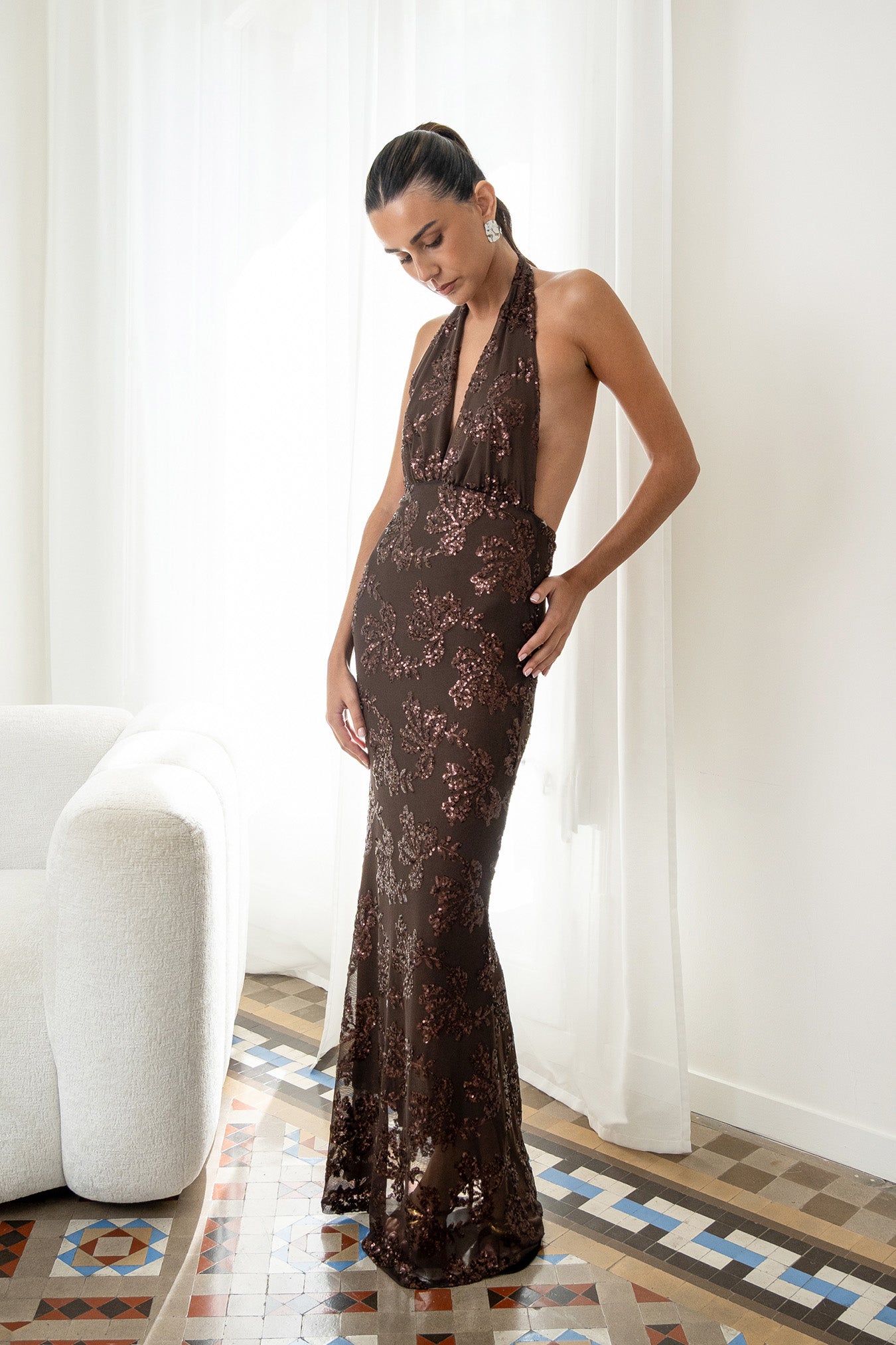 Vestido Fiori Marrón